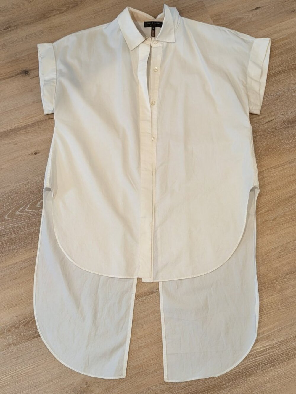 Rag & Bone New York Made in USA Asymmetric Hi-Low Button Shirt White - Size M